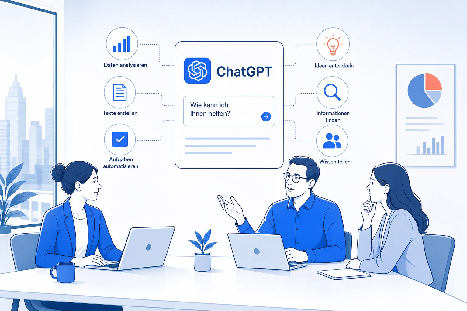 ChatGPT im Unternehmensumfeld Illustration von ChatGPT im Unternehmen