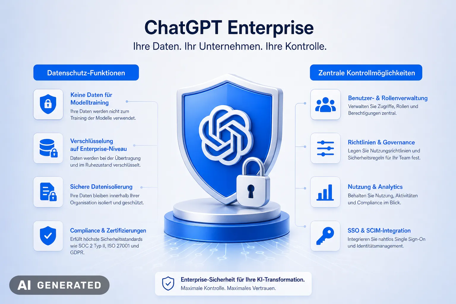 DSGVO-Konformität von ChatGPT Infografik zu DSGVO-Funktionen von ChatGPT