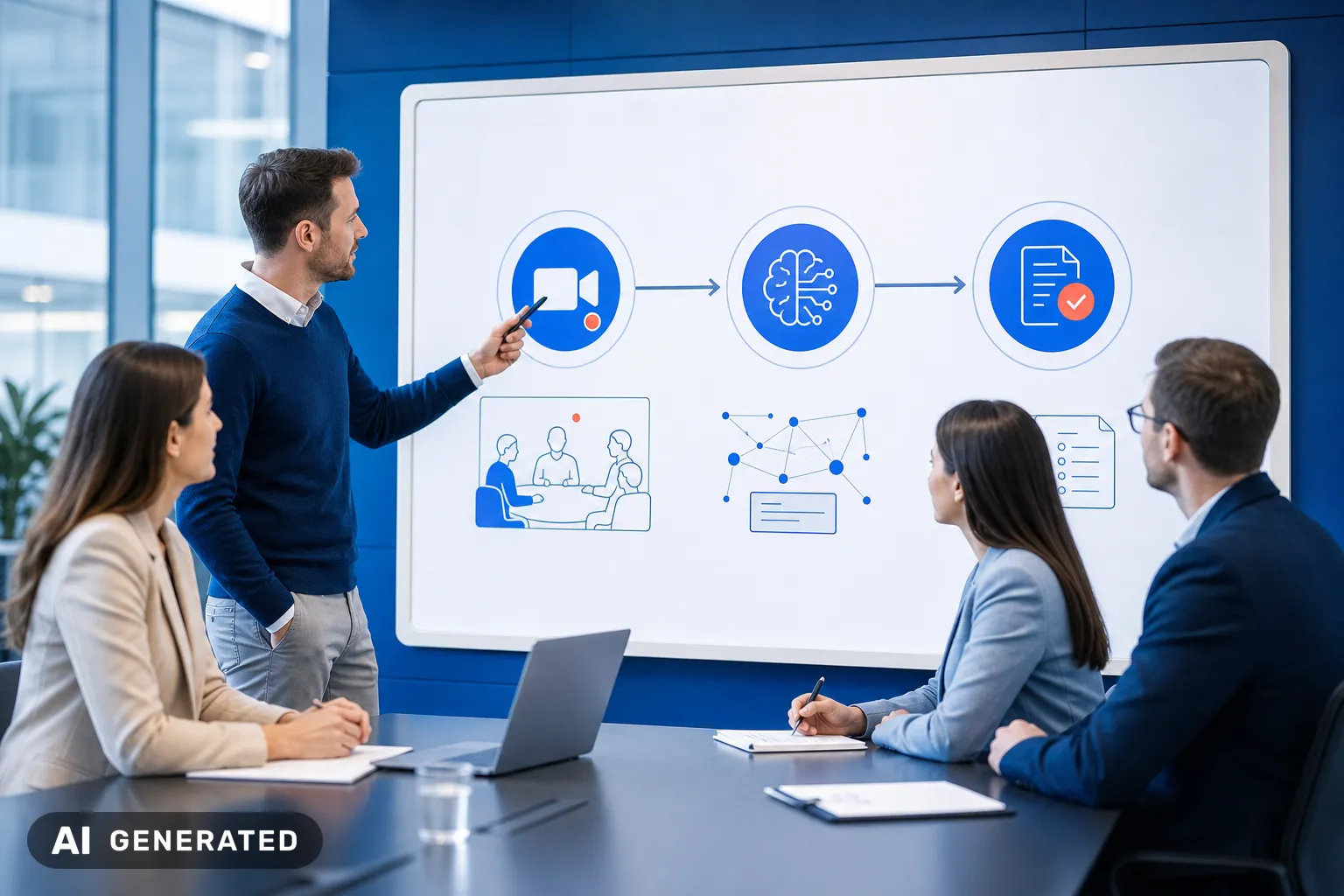 KI Roadmap und Teamwork Team arbeitet an KI Roadmap und Use Case Priorisierung im Unternehmen