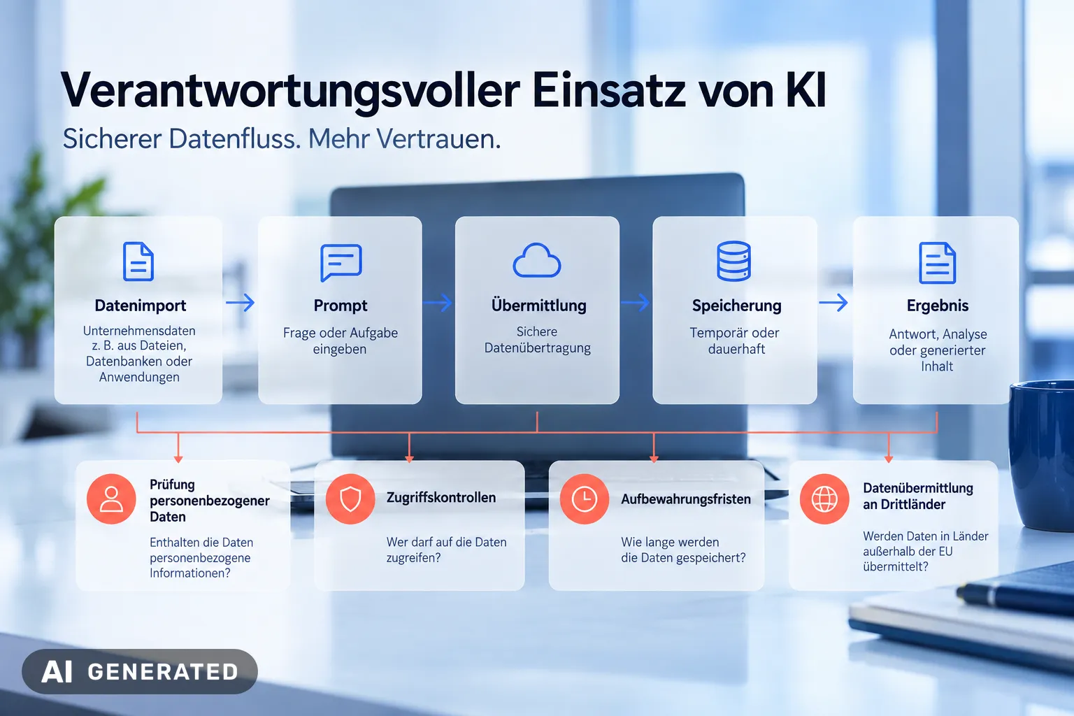 KI Datenschutz Risiken KI Datenschutz Risiken im Datenfluss dargestellt